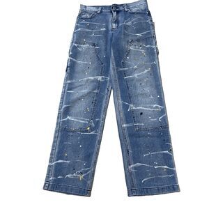 Jaded London Carpenter Jeans Baggy Skate Fit Women 30 Paint Splatter 32x31